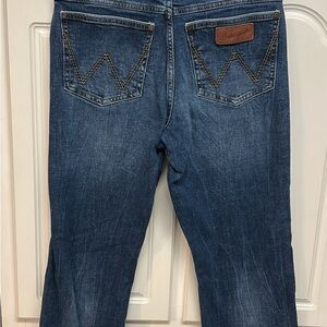 Wrangler Dark Blue Denim Jeans with Brown Stitching